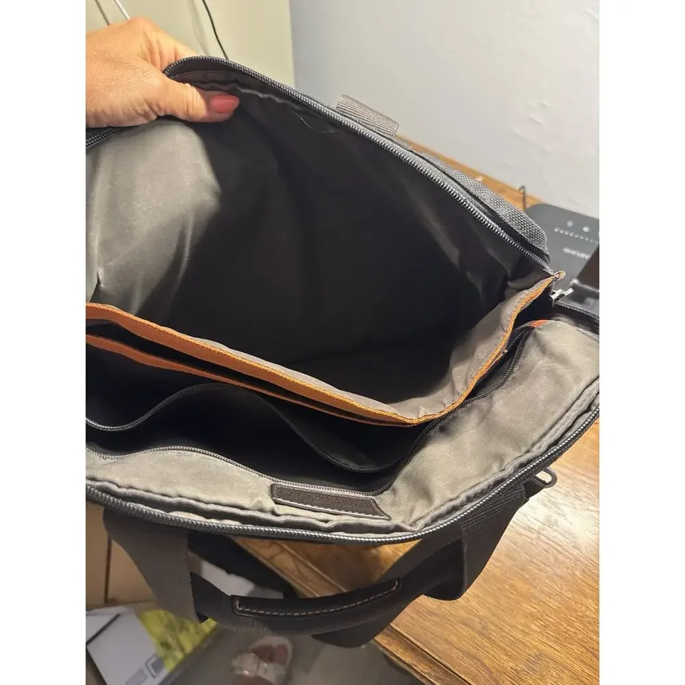 Tumi Black Nylon Briefcase with Leather Trim and Detachable Strap